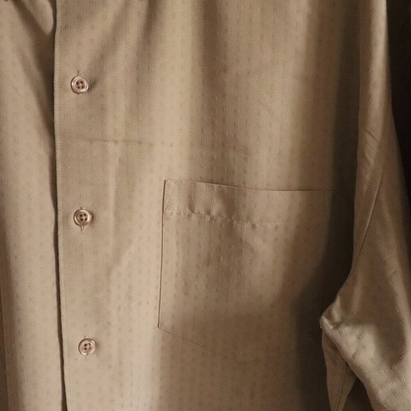 Penmans Men's Tan Large‎ Collared Button Down Pocket Long Sleeve Dress Shirt - Picture 8 of 11